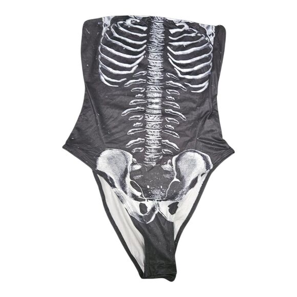 Shein Women's Black and Grey bones Bodysuit - Picture 1 of 4